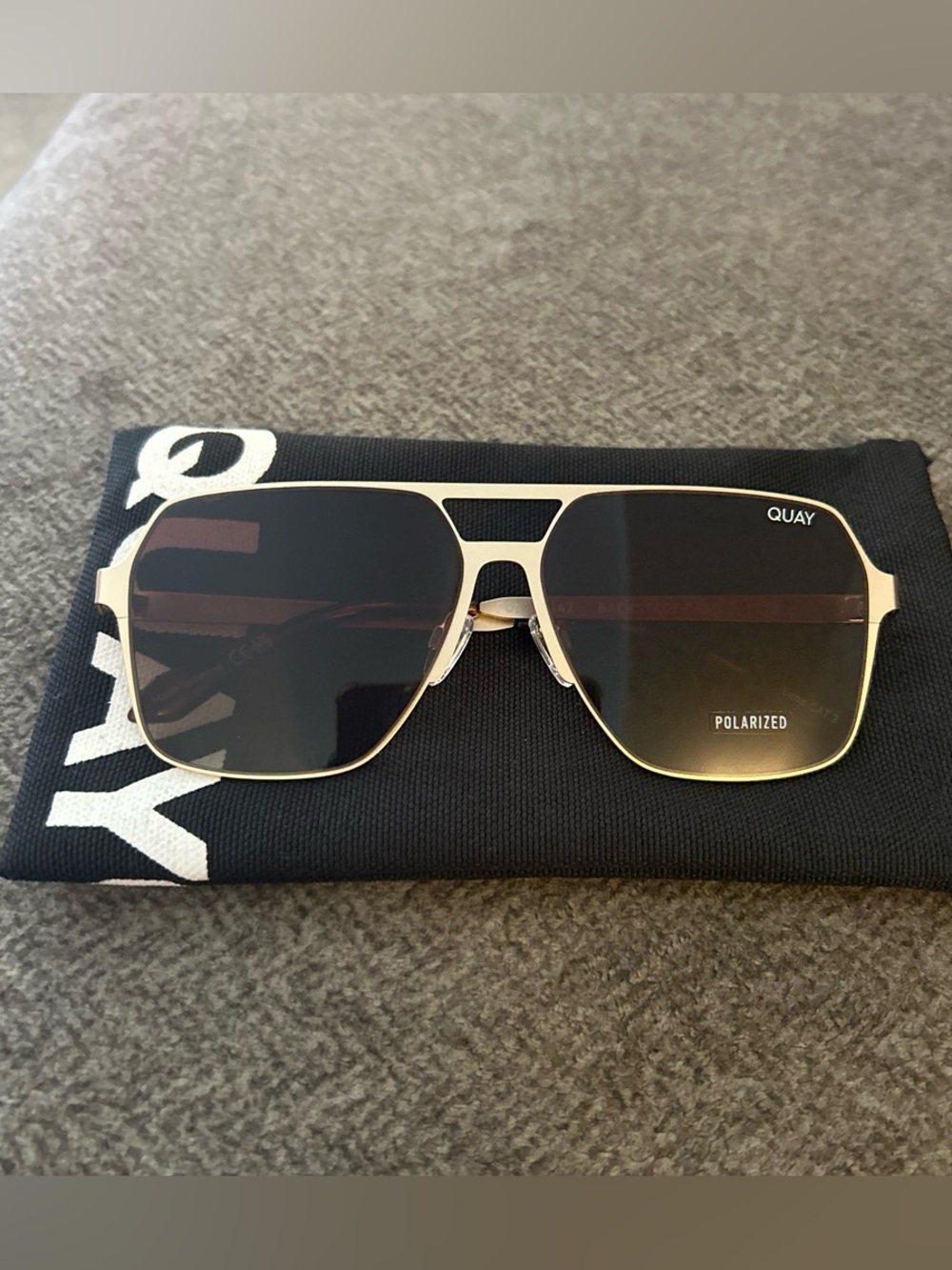 Quay Australia Gold Frame Sunglasses with Dark Lenses